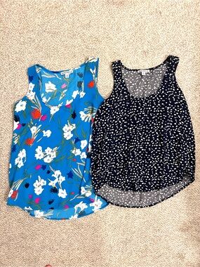 Bogo J. Crew Factory sleeveless tops, Blue Floral and polka dot